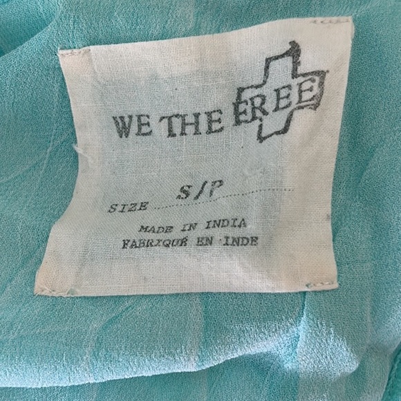 Free People Spellbound Aqua Marbled Chiffon Overlapping Back Blouse - S - Picture 12 of 15